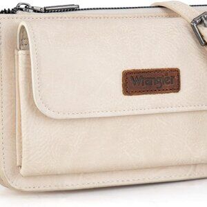 Wrangler RFID Crossbody Wallet Purse Vegan Leather Small Purses for Women with P